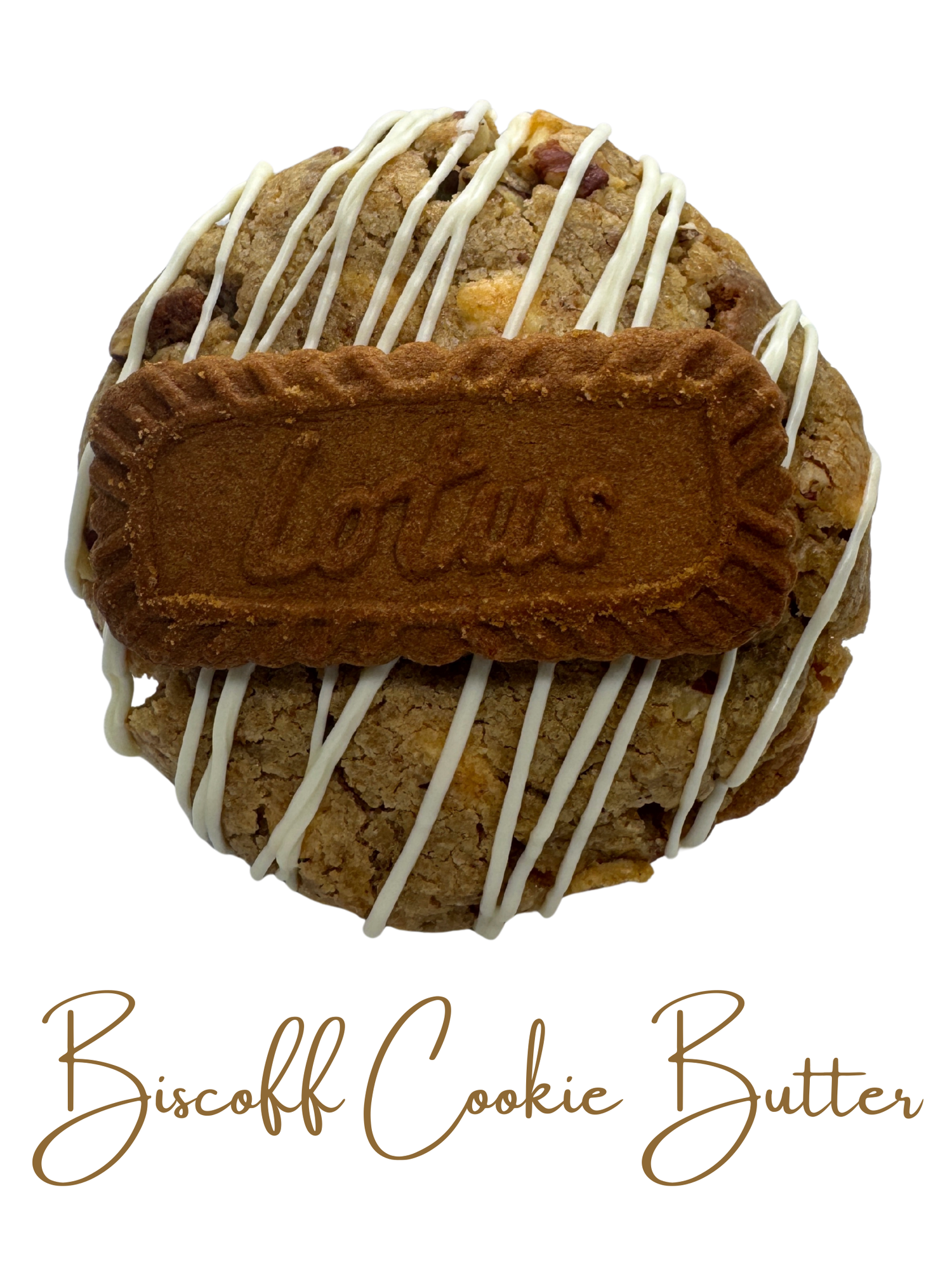 Shows picture of the Biscoff Cookie Butter cookie with the text "Biscoff Cookie Butter" below it.